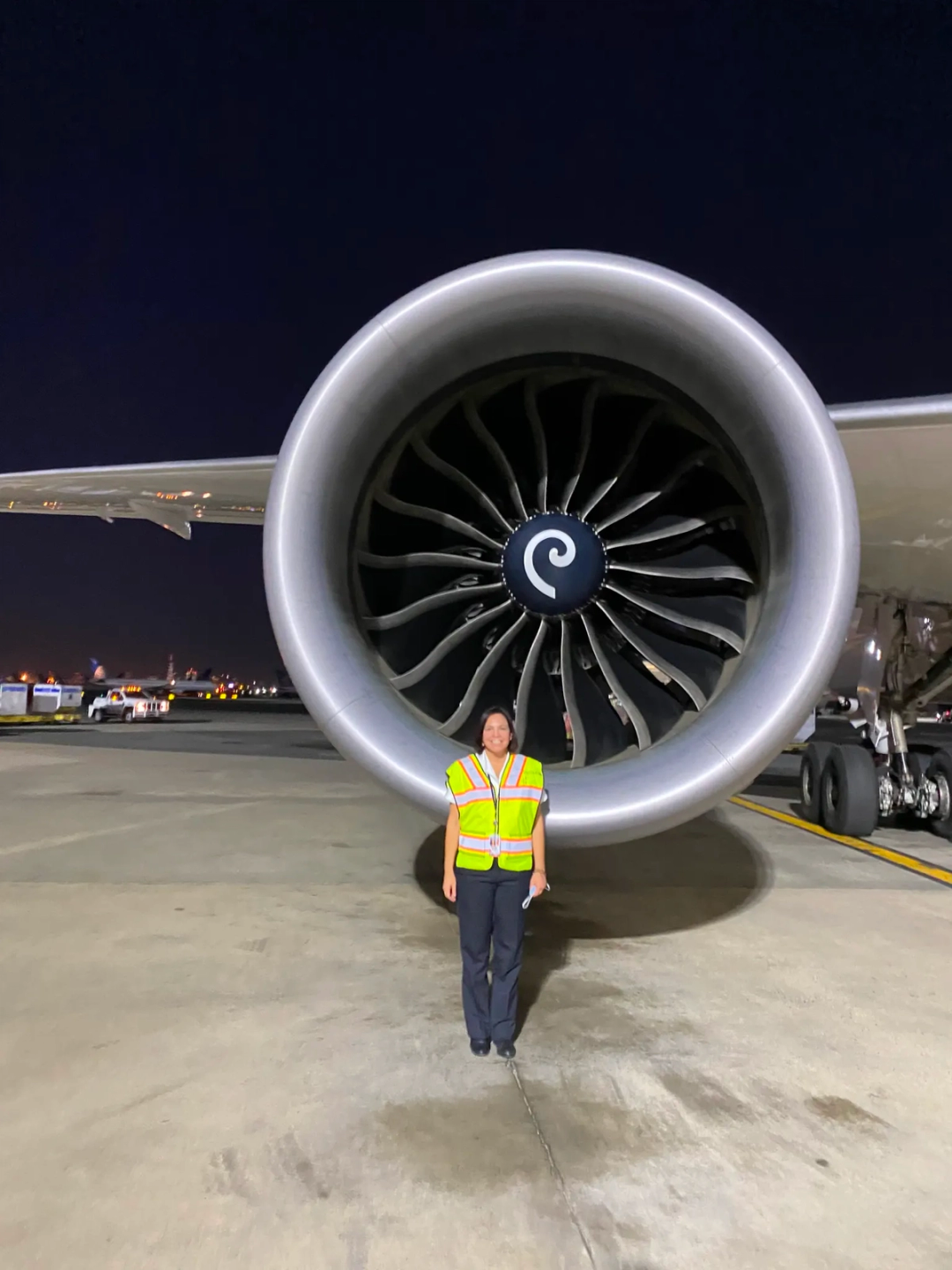 In front of the B787 engine